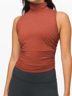 Lululemon See The Horizon Ruched side High-Neck Rust Tank Top Size 6 /S